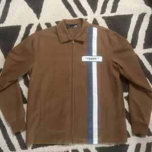 Lost coat/jacket brown with blue white stripes size L